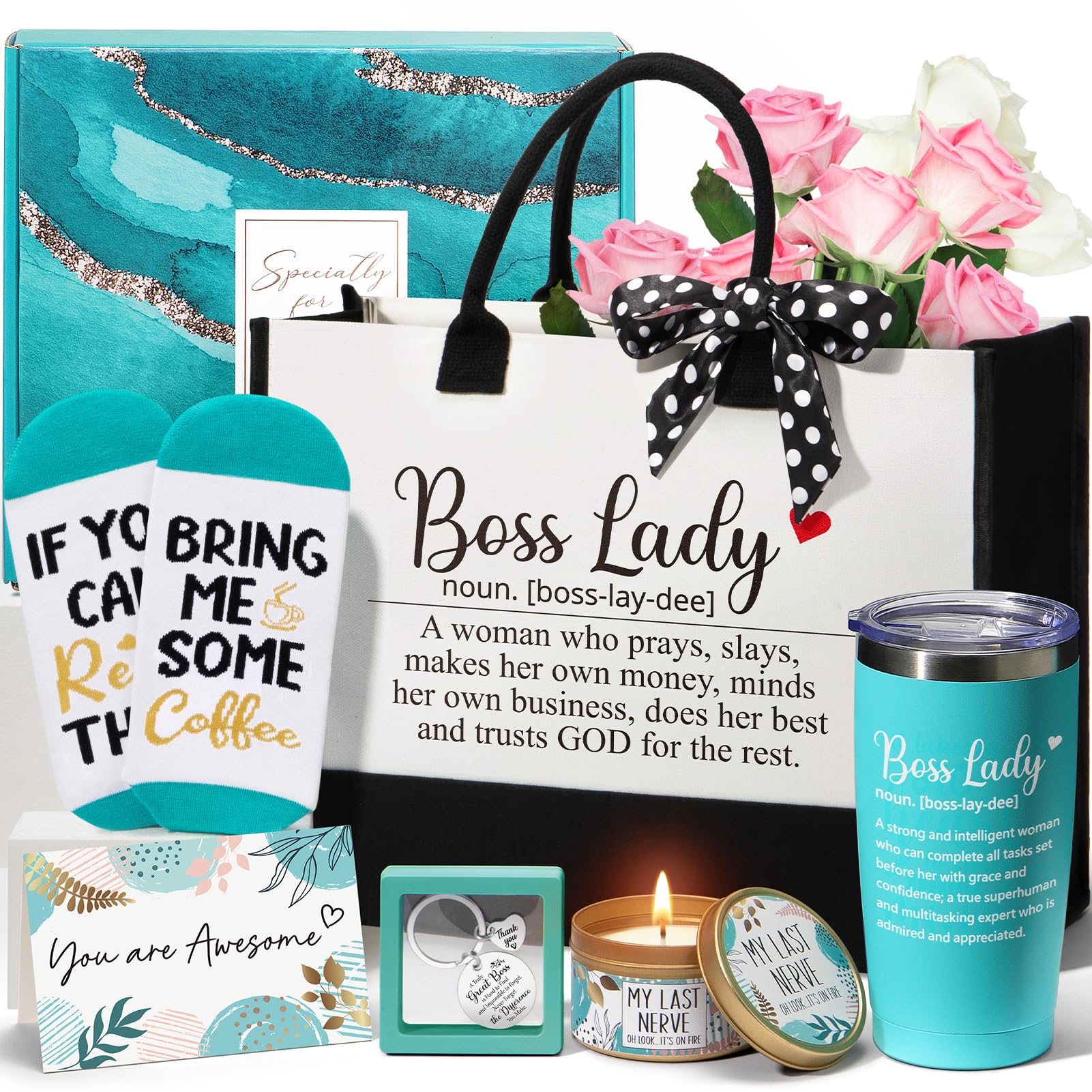 Boss Gifts for Women Her, Christmas Gifts for Boss Woman, Best Boss Lady Gifts for Women Cool Gifts for Bosses Female, Funny Boss Appreciation Gifts Birthday Farewell Gifts for Boss w/ Canvas Tote Bag