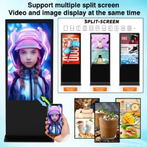 43" Floor Standing Digital Signage Advertising Display Touch Screen, Indoor Digital Signage Kiosk Full HD LCD Screen Commercial Totem with Android 11 Interactive Advertising Information System Player