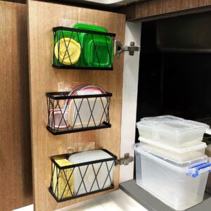 rise age tupperware organizer for cabinet, adhesive cabinet door organizer wall mounted lid organizer no drill kitchen cabinet organizers storage for slim space 3 pcs black stainless steel