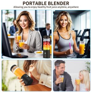 Portable Blender,Personal Size Blender for Shakes and Smoothies, smoothie maker USB-C Rechargeable & Self Cleaning - Quiet Mini Travel Blender with Stainless Steel Blade