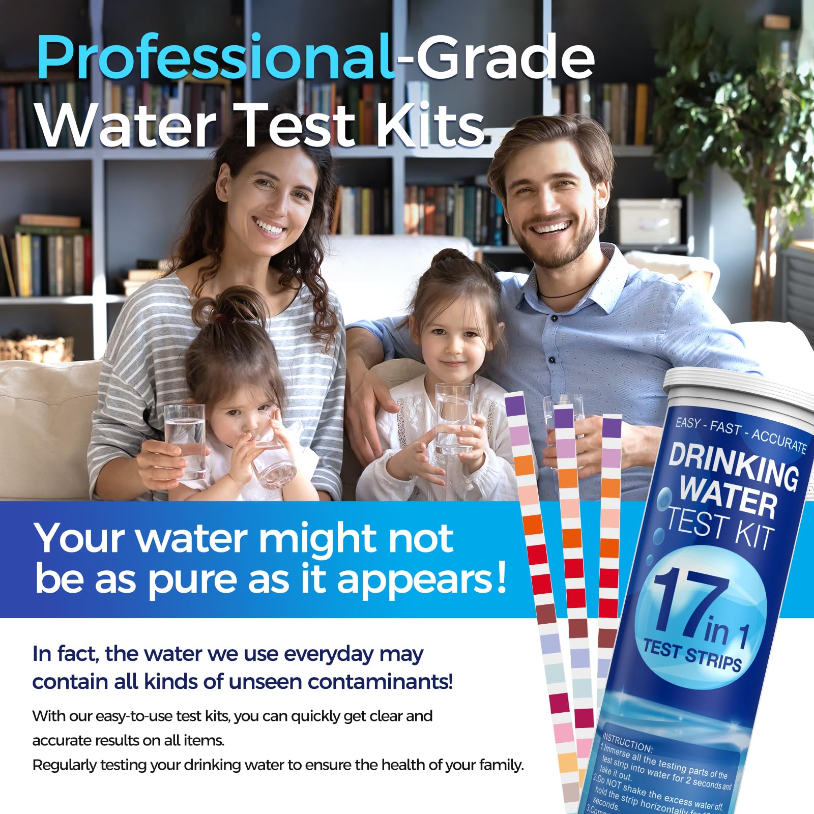 21 in 1 Drinking Water Testing Kit, 145 Test Strips - Mighty Care Home Tap and Well Water Test Kit for Hardness, Lead, Iron, Copper, Chlorine, Fluoride