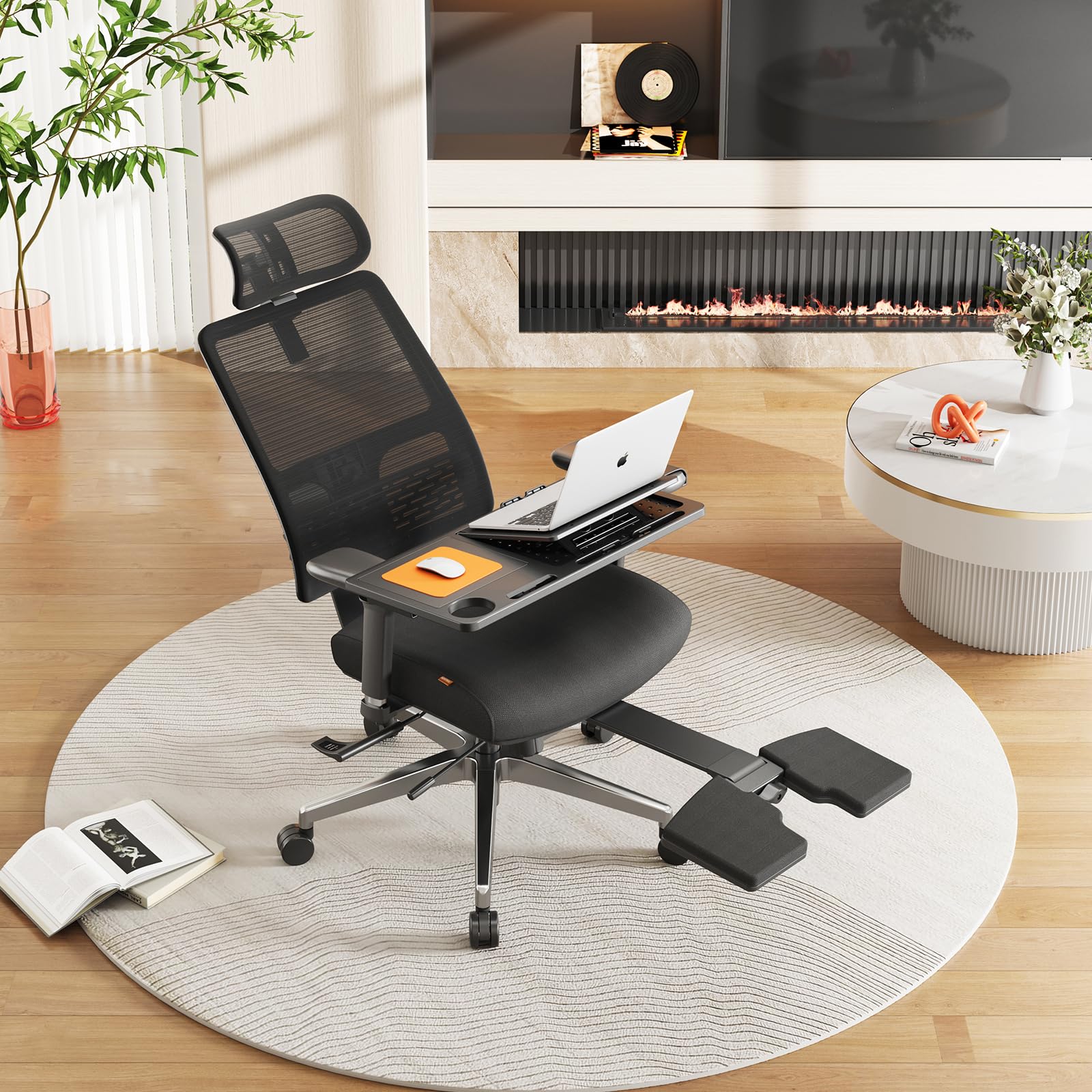 Newtral Ergonomic Office Chair & Laptop Table - Home Office Desk Chair with Auto-Following Lumbar Support & Headrest, 4D Armrest, Seat Depth & Height Adjustable, 96°-136° Tilt Lock