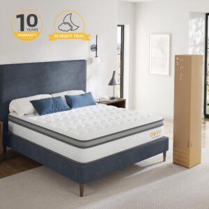 DWVO Queen Size Mattress - 12 Inch Memory Foam Mattress Twin - Hybrid Mattress in a Box with Pocket Spring Coils for Motion Isolation/Edge Support/Quiet Sleep/CertiPUR-US