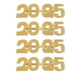 luozzy 4 pcs 2025 new years eve glasses 2025 graduation glasses new year photo booth props (gold)