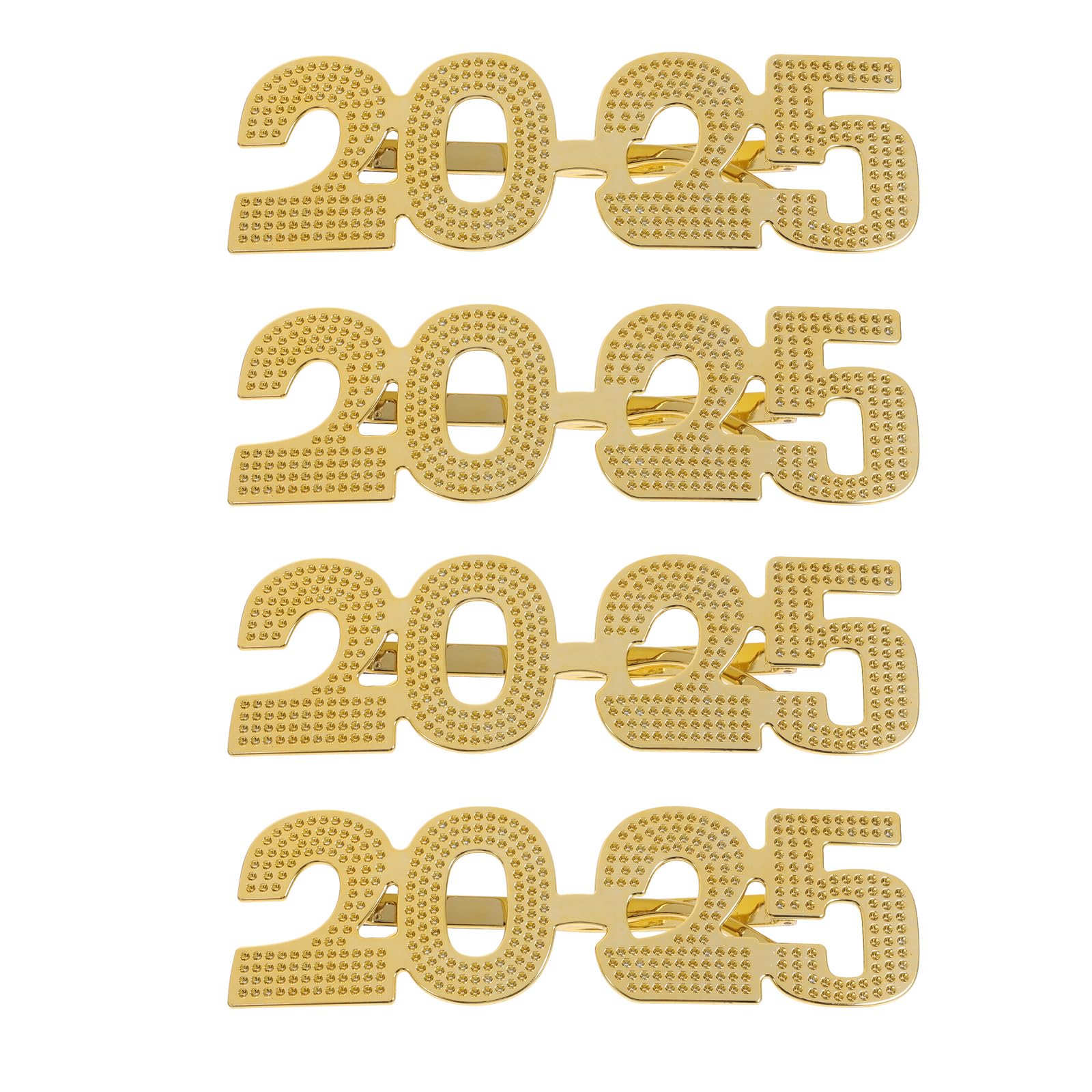 LUOZZY 4 Pcs 2025 New Years Eve Glasses 2025 Graduation Glasses New Year Photo Booth Props (Gold)