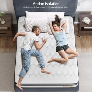 DWVO Queen Size Mattress - 12 Inch Memory Foam Mattress Twin - Hybrid Mattress in a Box with Pocket Spring Coils for Motion Isolation/Edge Support/Quiet Sleep/CertiPUR-US