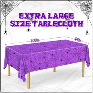 Miucat 3Pcs Halloween Tablecloth, Halloween Table Cloth Spider Web Table Cloths Halloween Plastic Tablecloth Halloween Tablecloth Disposable for Halloween Party Decorations 54" x 108" (Purple)