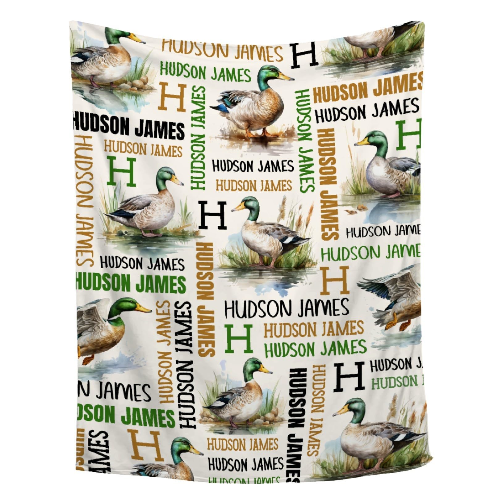 Personalized Baby Blanket for Girls Boys,Custom Duck Blanket with Name,Swaddle Blanket for Toddlers Infants Newborns Kids,Personalized Wild Duck Gifts Customized Blanket,30"x40"-Toddlers/Crib Size