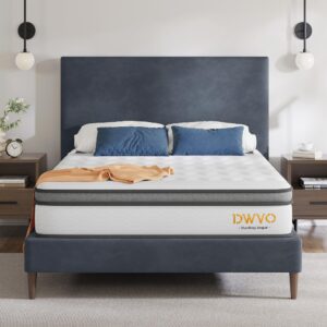 dwvo queen size mattress - 12 inch memory foam mattress twin - hybrid mattress in a box with pocket spring coils for motion isolation/edge support/quiet sleep/certipur-us