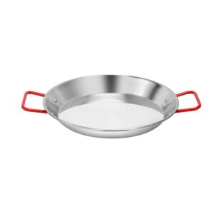 alunsito paella pan, 10 inch stainless steel skillet griddle pan with red handle non-stick cooking pan suitable for cooktops including induction