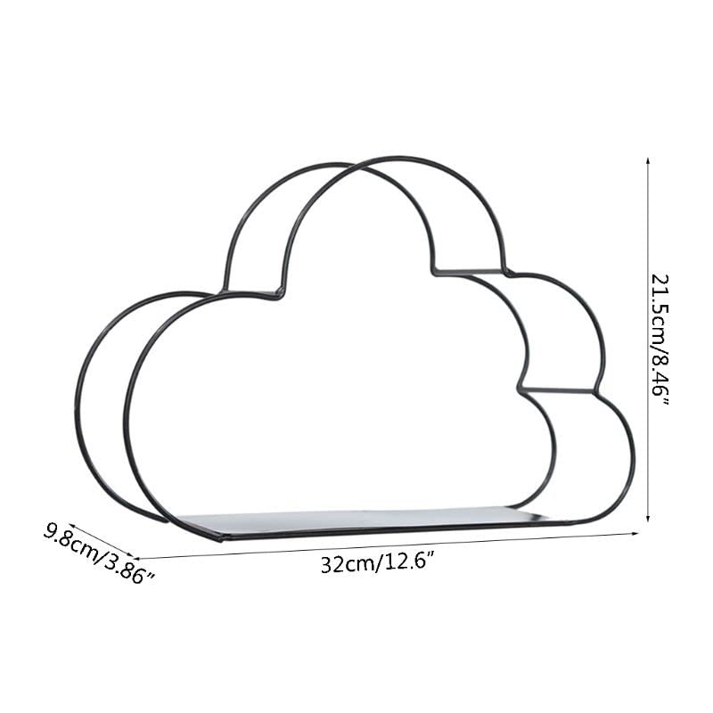 YHODCUIF Floating Shelves Mordern Cloud Design Wall Mounted Floating Shelf Metal Iron Storage Display Rack Organization Holder for Home Office DIY Decor Wall Shelf(White)