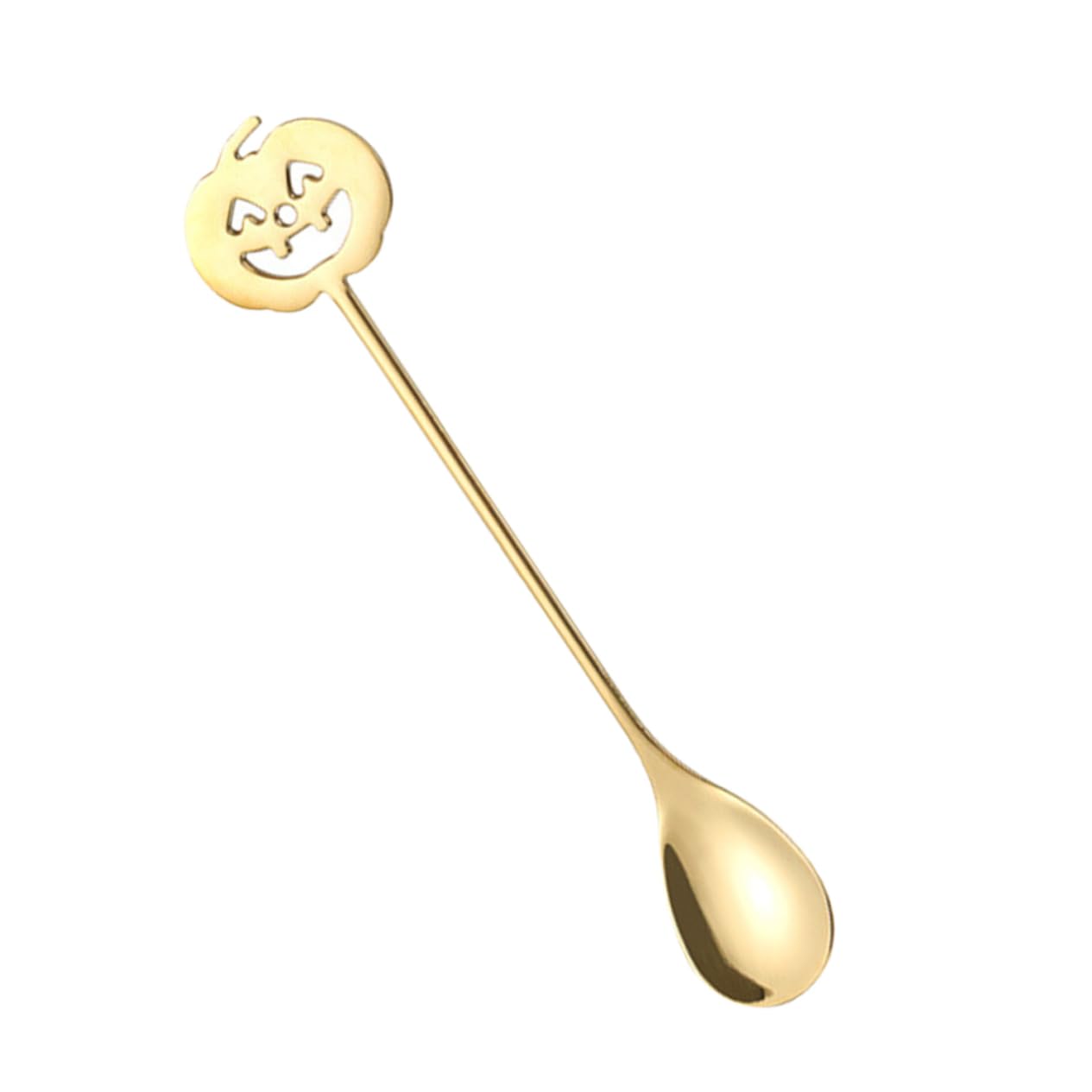 COLLBATH Mixing Spoon Stirrer Spoon with Pumpkin Dessert Spoon for Tea Espresso and Ice Cream Stir Sticks Inches