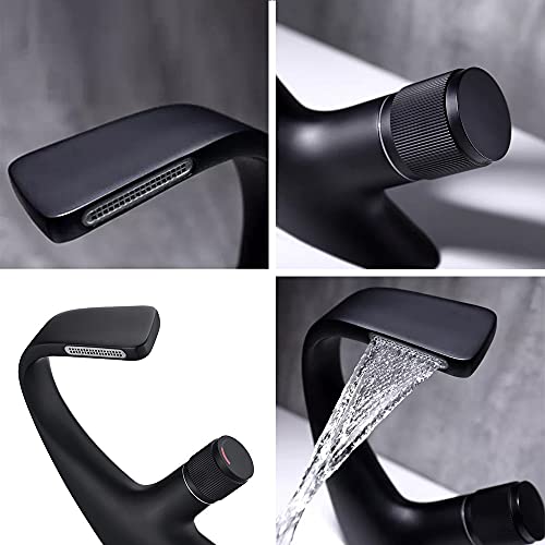 UDWTMTPRT Kitchen Sink Faucet for Bar Farmhouse Commercial, Chrome Finished Kitchen Water Tap, Bathroom Sink Faucets, Hot Cold Water Mixer, Deck Mounted Single Hole Bath Tap(Black Copper)