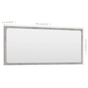 GROSERY Bathroom Fixtures Bathroom Mirror Concrete Gray 35.4"x0.6"x14.6" Engineered Wood,Stress Safety precautions: for Your Safety, Carefully Follow Each Step of The Instruction Guide provided.