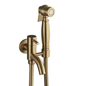 BINCAVIDOU Bidet Spray Set Brass Hot and Cold Water Bidet Bathroom Hand Shower Bidet Toilet Sprayer Hygienic Shower Wall Mounted Bidet Tap Set,C