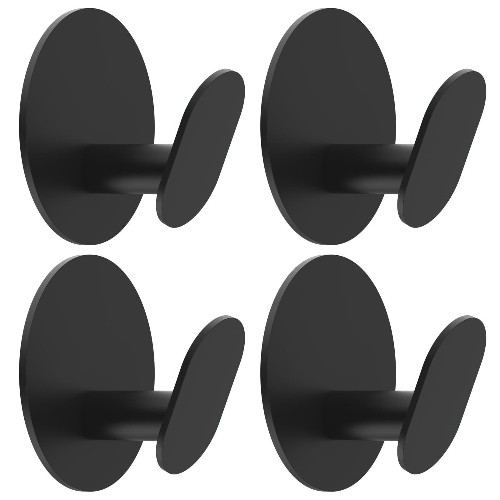 Bntuk Adhesive Hooks, 4 Pack Towel Hooks Wall Hooks for Bathroom, Kitchen - Bath Robes Coat Hook for Hanging(Matte Black, Stainless Steel)