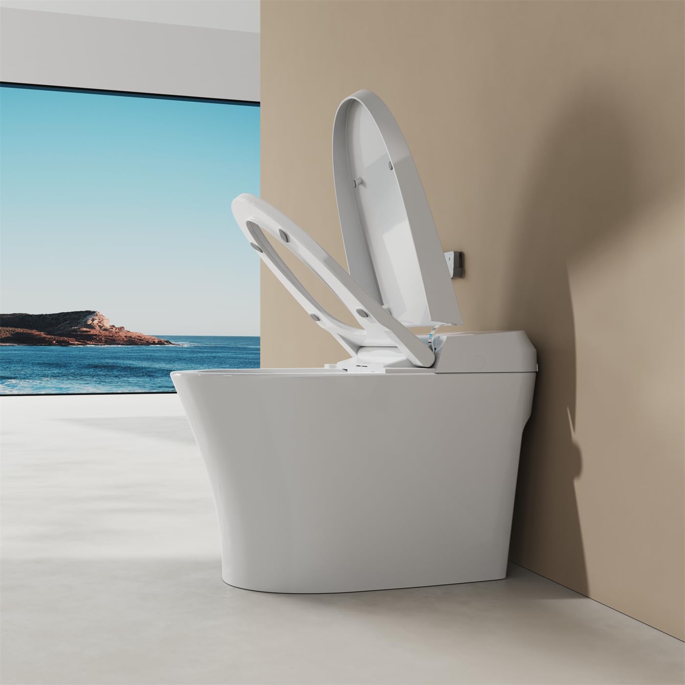 WELLFOR Smart Toilet Bidet Elongated, with Remote, 4 Water Temperatures, 0.15-0.75Mpa Water Pressures, Auto Flush, 4 Drying Temperature Heated Seat, Water-air Mixed Spray, White