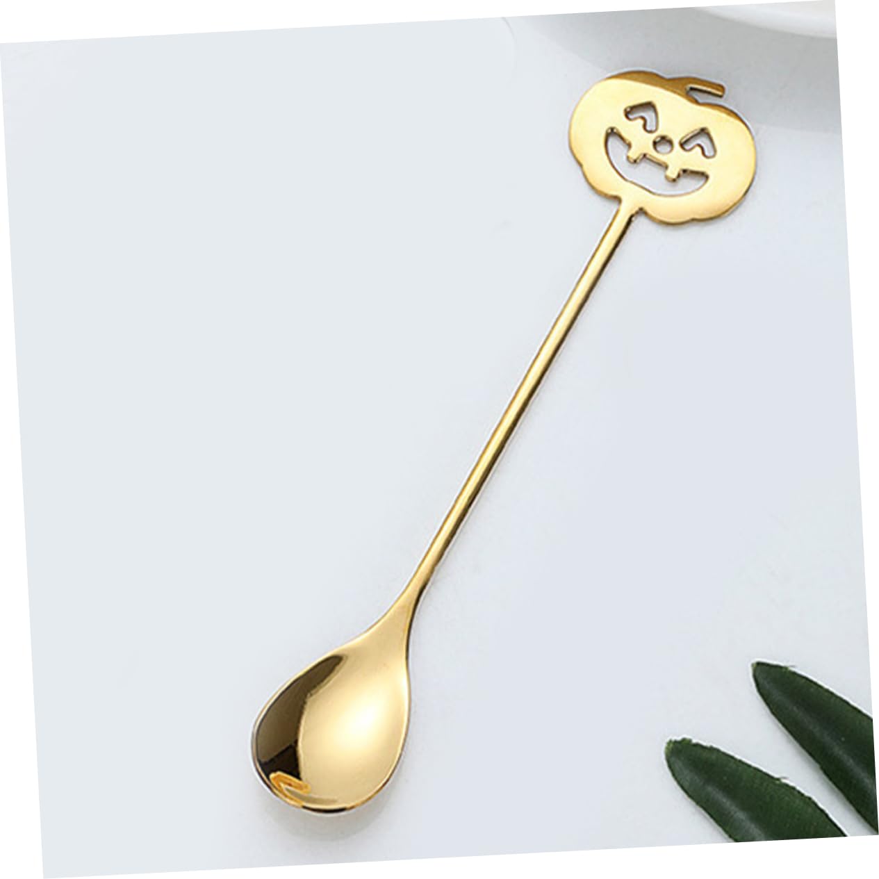 COLLBATH Mixing Spoon Stirrer Spoon with Pumpkin Dessert Spoon for Tea Espresso and Ice Cream Stir Sticks Inches