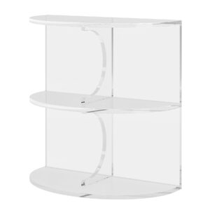 Tribesigns Clear Acrylic End Table, No Assembly Half Round Side Table with Storage, Modern 3-Tier Acrylic Nightstand for Bedroom, Living Room, Small Spaces