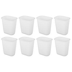 sterilite 3 gallon rectangular wastebasket with sloped rim and textured surface for laundry area, bedroom, office, kitchen, and home use, (8 pack)