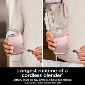 Ninja Blast Max, Portable Blender + Twist & Go, Personal Blender, Ninja Blender, Smoothie, Blend, Ice Crush, 3 Programs, Cordless, 22 oz removable Vessel, Dishwasher Safe, Leakproof, Pink, BC251PK