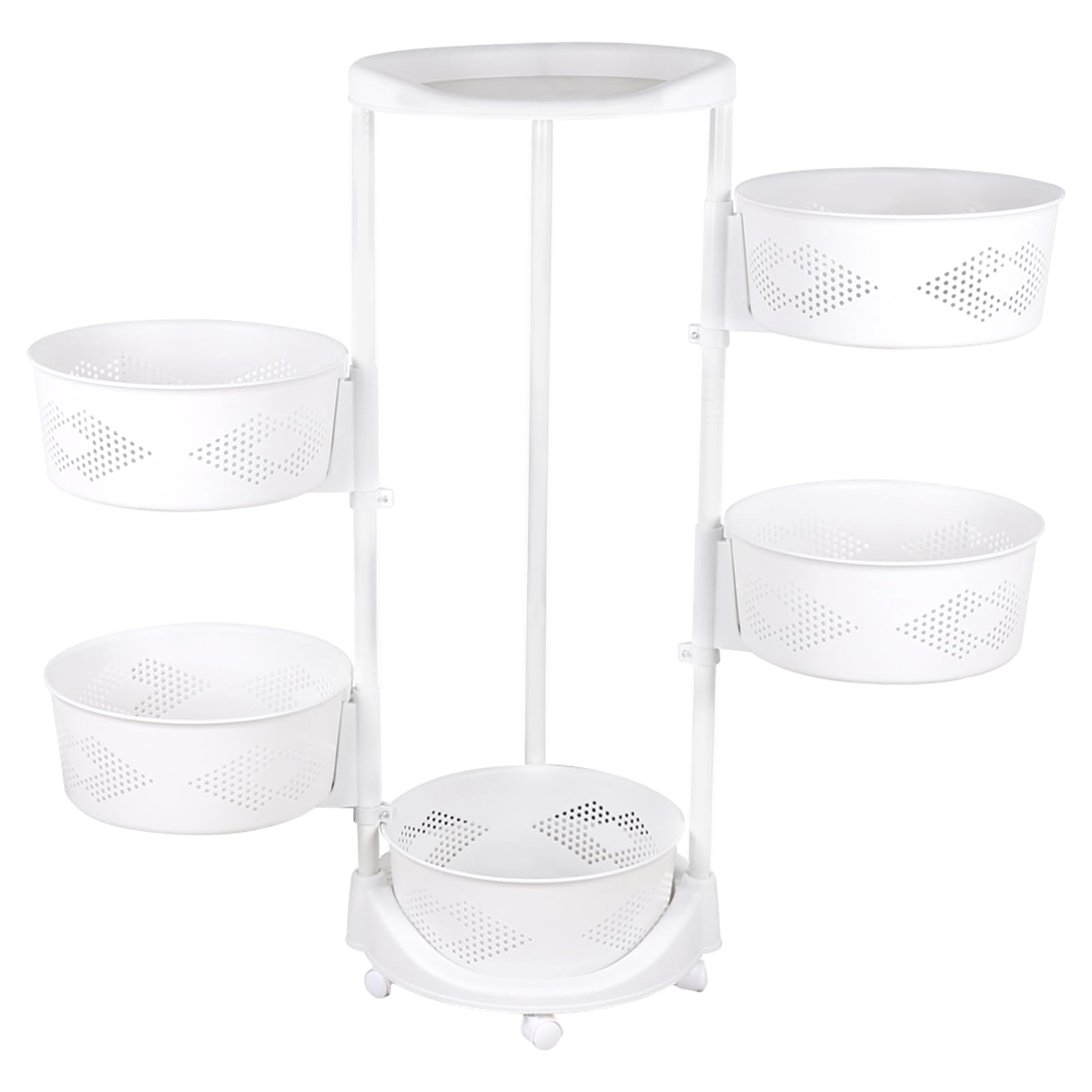 Rotating Storage Rack for Kitchen, 5 Tiers Round Rotating Kitchen Storage Shelf with Wheels, Organization and Storage rack for Fruits and Vegetables, Bathroom Shelf, Kitchen