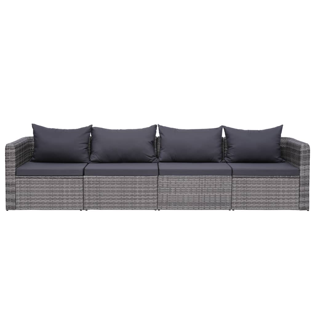 RINDIGOO 4 Piece Patio Sofa Set with Cushions Gray Poly Rattan,Durable & Stylish Garden Sofa Set for Outdoor Relaxation and Comfort Patio Furniture & Seating