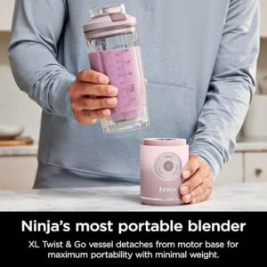 Ninja Blast Max, Portable Blender + Twist & Go, Personal Blender, Ninja Blender, Smoothie, Blend, Ice Crush, 3 Programs, Cordless, 22 oz removable Vessel, Dishwasher Safe, Leakproof, Pink, BC251PK