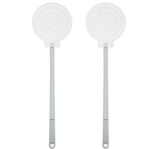 generic 2 pcs 𝑓𝑙𝑦 swatter household extended thick non-slip handle,fliesswatters,flyswatters for indoor and outdoor (white)