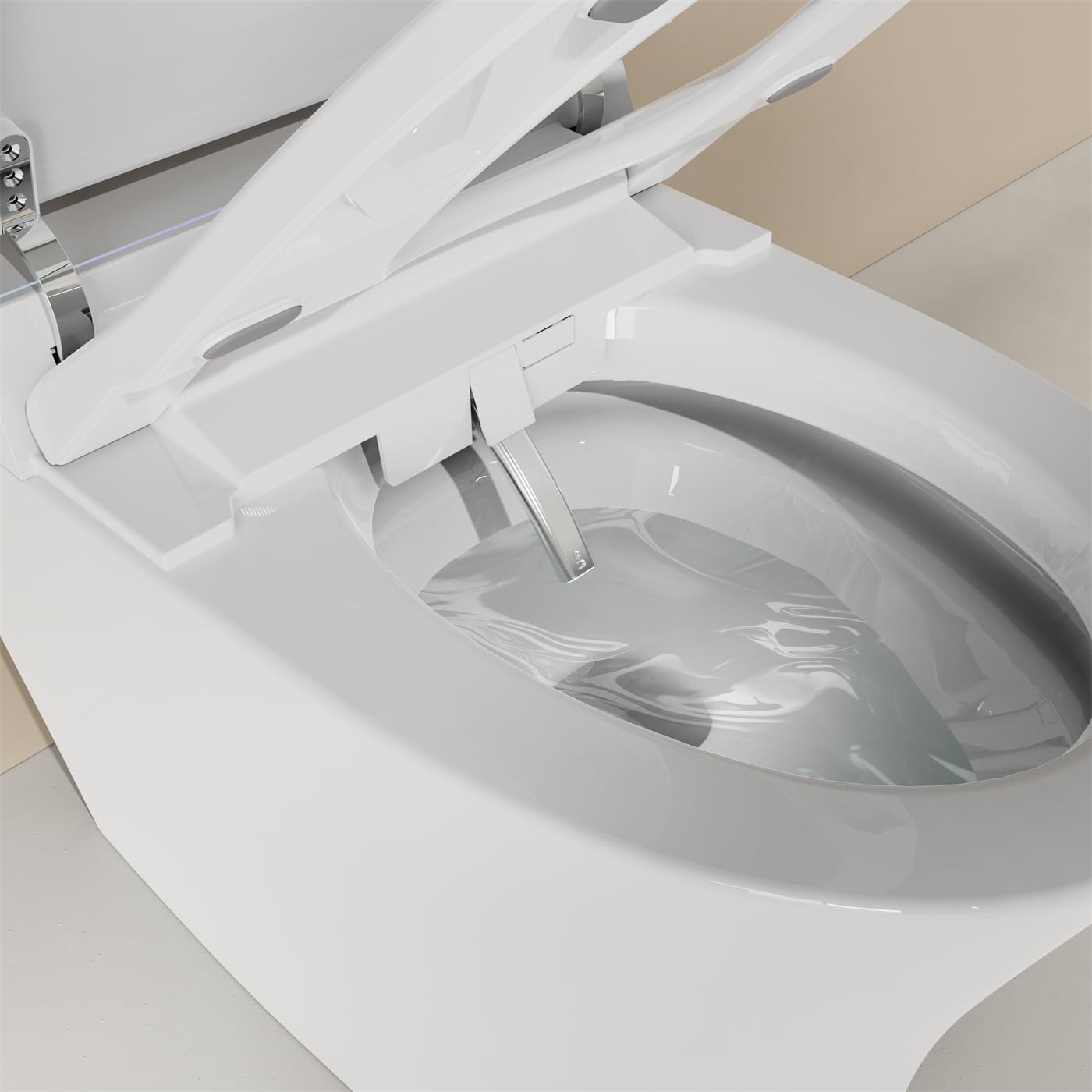 WELLFOR Smart Toilet Bidet Elongated, with Remote, 4 Water Temperatures, 0.15-0.75Mpa Water Pressures, Auto Flush, 4 Drying Temperature Heated Seat, Water-air Mixed Spray, White