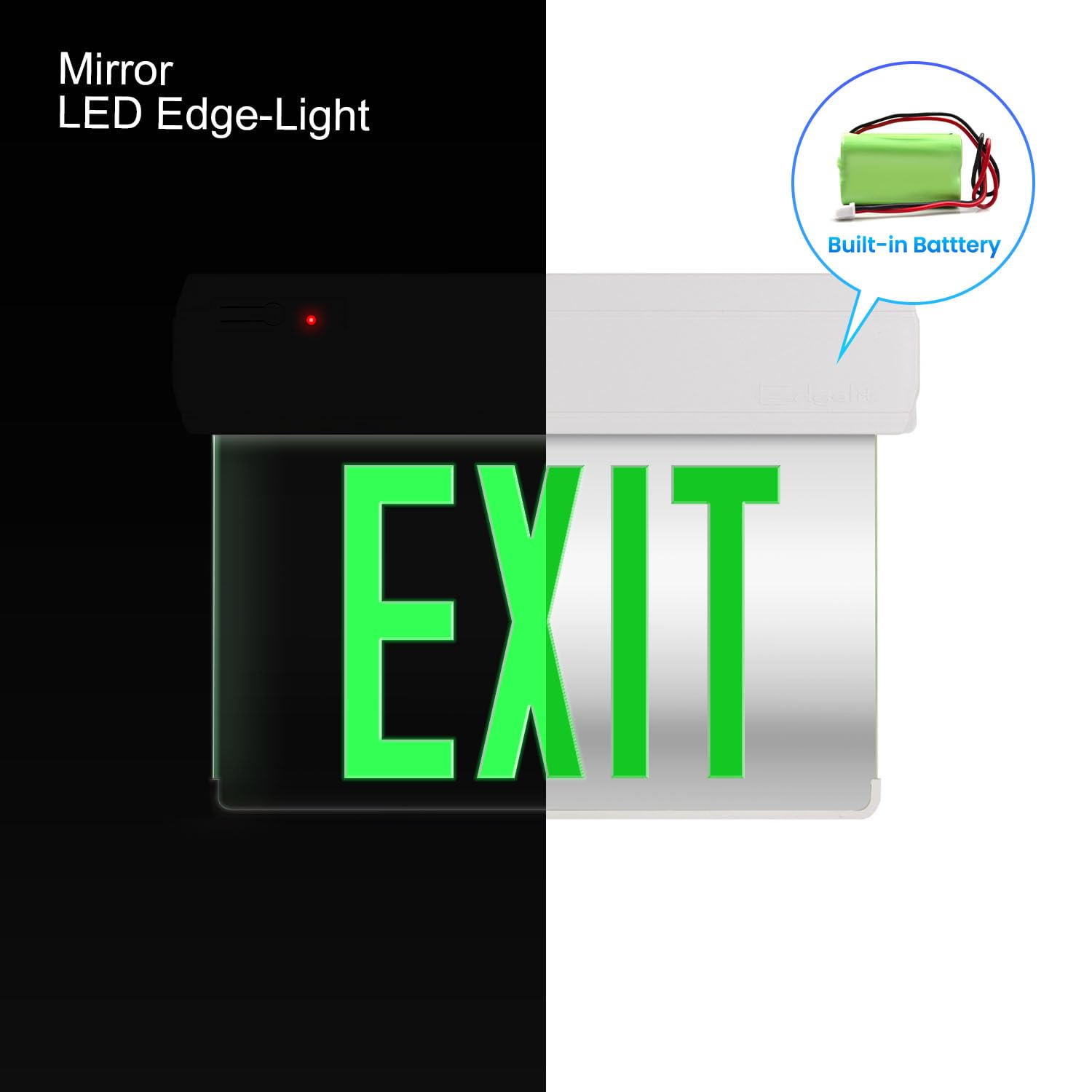 LimoLighting [4 Pack] Next Gen. LED Edge Lit Exit Sign Lighting Green Letter, Mirror Single Face, UL & ETL Listed, Hardwired Emergency Exit Lighting with Battery Back Up, 110 to 347VAC, AGG3402