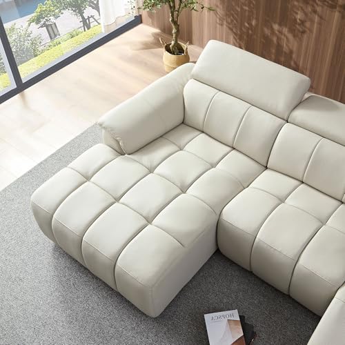 Luxury Power Reclining Motion Sectional Left Facing Sofa for Living Room, Oversized L-Shaped Convertible Leather Upholstered Couch W/Right Chaise Daybed,USB Ports,Adjustable Headrest & Footrest