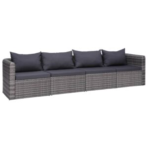 rindigoo 4 piece patio sofa set with cushions gray poly rattan,durable & stylish garden sofa set for outdoor relaxation and comfort patio furniture & seating