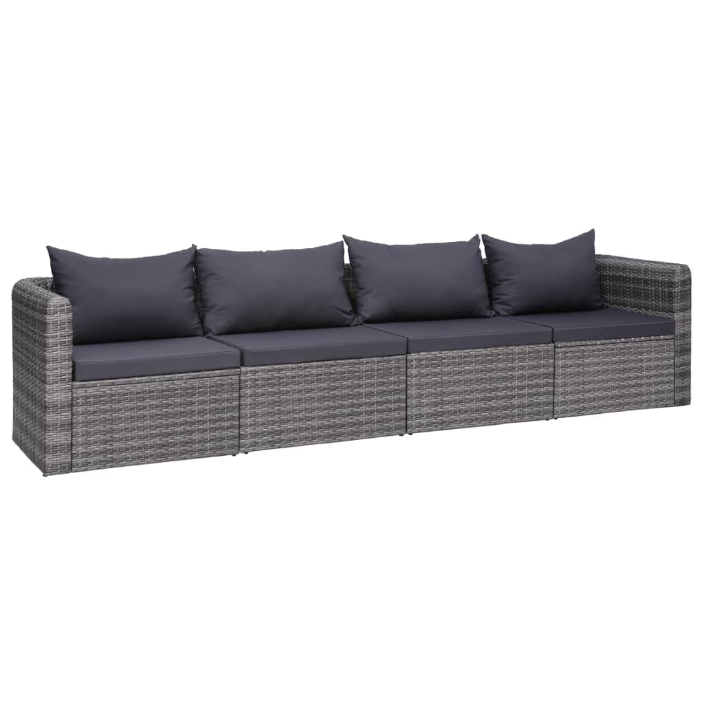 RINDIGOO 4 Piece Patio Sofa Set with Cushions Gray Poly Rattan,Durable & Stylish Garden Sofa Set for Outdoor Relaxation and Comfort Patio Furniture & Seating