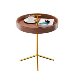 Round End Table, Nightstand Modern End Table for Living Room Bedroom Office Small Spaces, Easy Assembly Bedside Table (Brown)