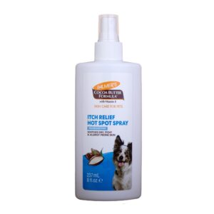 palmer's for pets itch & hot spot relief spray with cocoa butter 8oz; dog skin conditioner spray with vitamin e and cocoa butter, skin allergy spray for dogs