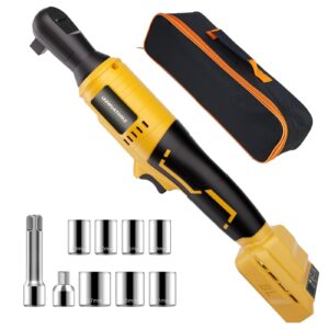 lezwuatoolz 3/8" brushless cordless ratchet, electric ratchet compatible with dewalt 20v battery, 74ft-lbs ratchet wrench with variable speed trigger, 3/8" to 1/4" adapter, 3" extension bar(tool only)