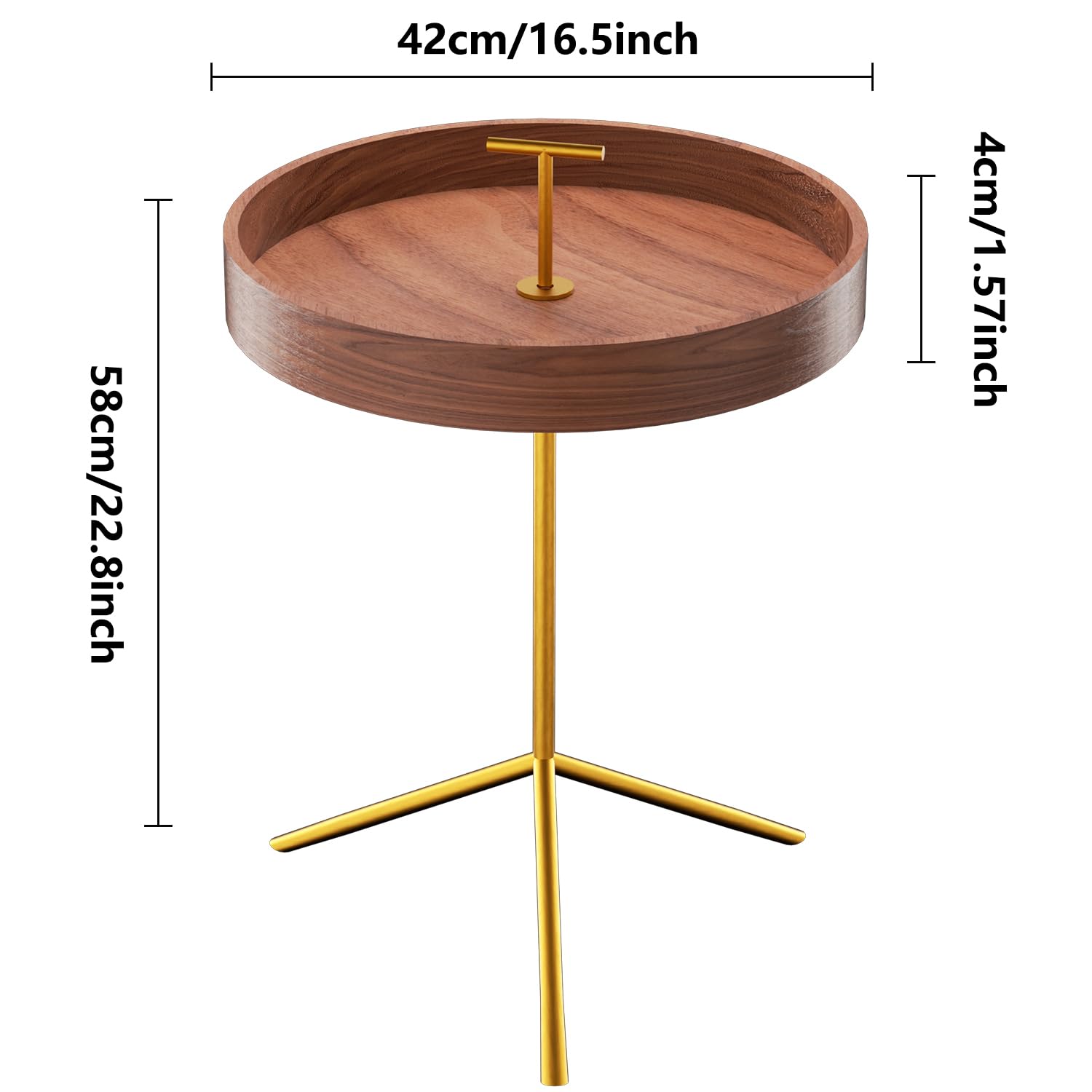 Round End Table, Nightstand Modern End Table for Living Room Bedroom Office Small Spaces, Easy Assembly Bedside Table (Brown)