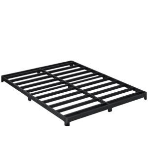 Likelalaso 3 inch Low Full Size Bed Frame with Rounded Corner, Heavy Duty Metal, Easy Assembly, Noise Free, Black