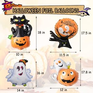 19 Pcs Halloween Foil Balloons, Halloween Party Balloons Pumpkin Ghost Spider Witch Wizard Black Cat Monster Bat Balloon for Halloween Party Decorations Supplies