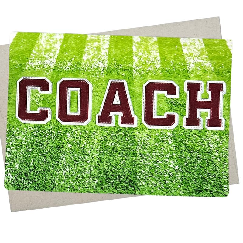 Coach Thank You Card, Coach Appreciation (7X5 Inches and Blank Inside for All Occasions) for soccer, baseball, football, track and field and field hockey - 893