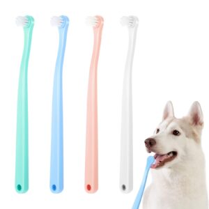 lusofie 4pcs dog toothbrush mini head puppy toothbrush for pet toothbrush cleaning kit，small tooth brush for puppies cat tooth brush soft bristles small dog toothbrush brushing kit