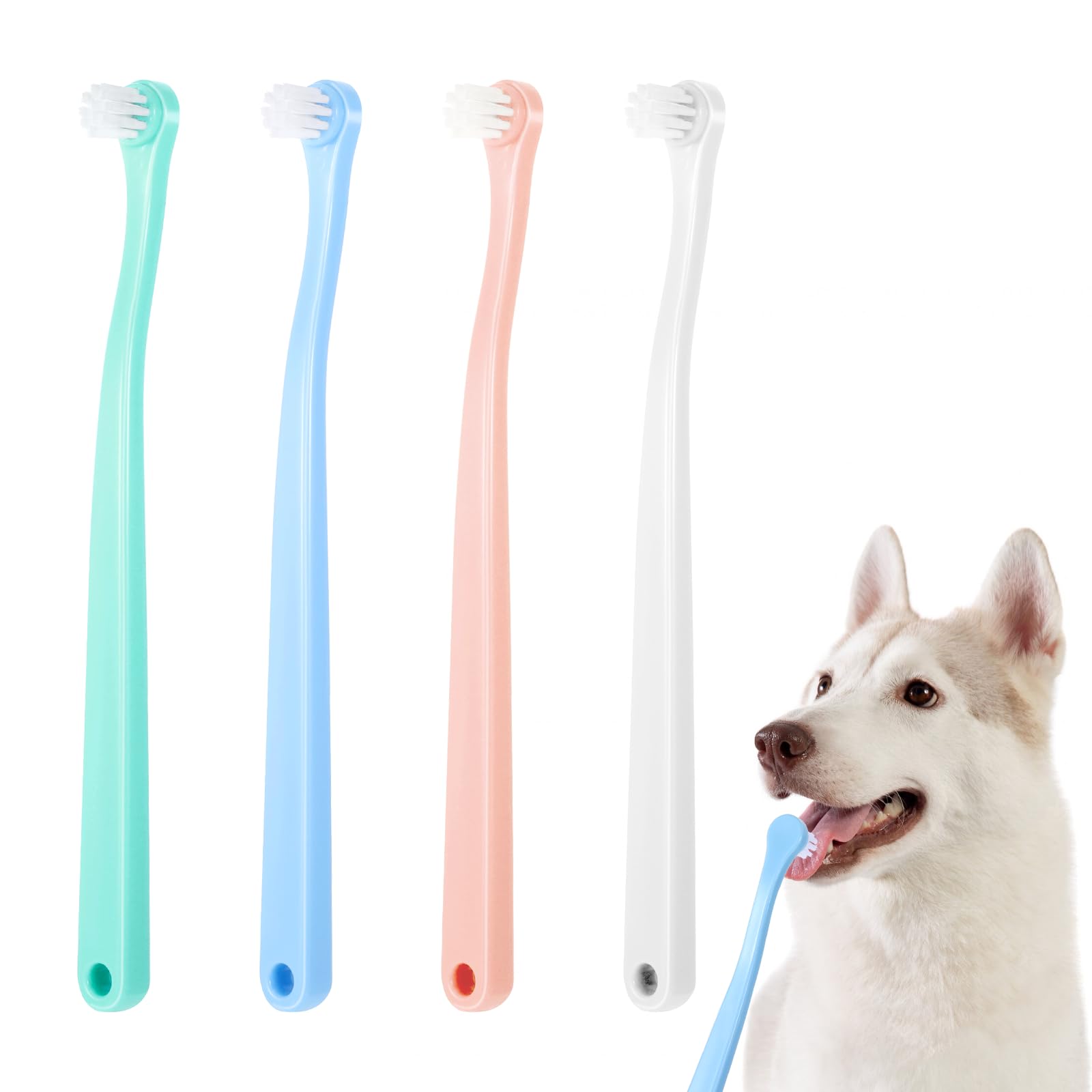 Lusofie 4pcs Dog Toothbrush Mini Head Puppy Toothbrush for Pet Toothbrush Cleaning Kit，Small Tooth Brush for Puppies Cat Tooth Brush Soft Bristles Small Dog Toothbrush Brushing Kit