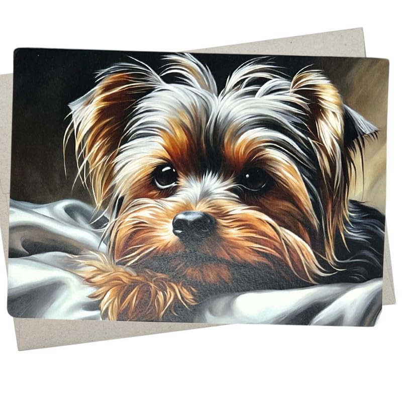 Whitman and Daughter Yorkshire Terrier Card, Yorkie Birthday Card (1 Premium Card, 5X7 Inch) dog card blank for every occasion like retirement, thank you, or thinking of you - 913