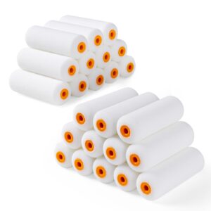 hanjkinz foam paint roller, 24 pack, 4 inch mini paint roller covers, high density foam paint roller, small paint rollers for all flat surfaces, suitable for wall，kitchen cabinets, doors, tables, etc