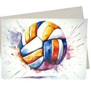 whitman and daughter volleyball card, volleyball birthday card (1 premium card, 5x7 inch) for coach thank you, graduation etc - 897