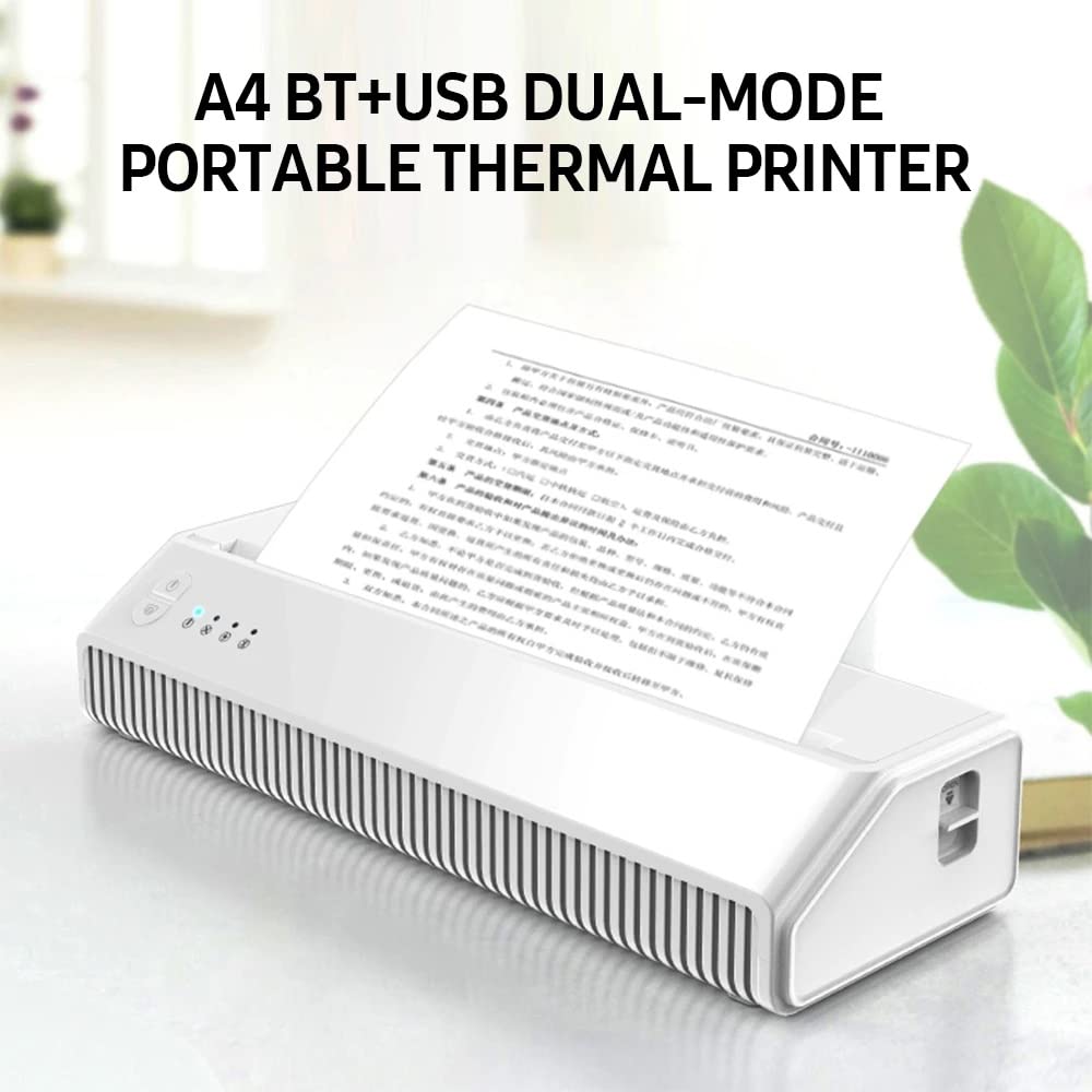 Portable A4 Thermal Printer Test Paper BT+USB Dual-Mode Document Photo Printer BT Printer Built-in Battery