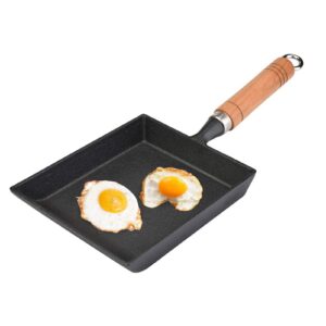 keenso tamagoyaki japanese omelette pan, frying pan, egg pan skillet dishwasher induction ready cast iron wooden handle nonstick frying pan