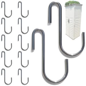 cyg&cl 12pcs metal shed hooks for hanging, outdoor storage shed accessories interior, utility peg board tool hangers, heavy duty j-hook for garden garage pegboard