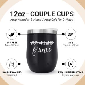 JETIKON Engagement Gifts for Couples 2024 Gifts for Newly Engaged Couples Engagement Gifts for Her Fiance Women 3PCS 20 oz Wine Tumbler Wine Bag Bride and Groom To Be Gift Wedding Gifts